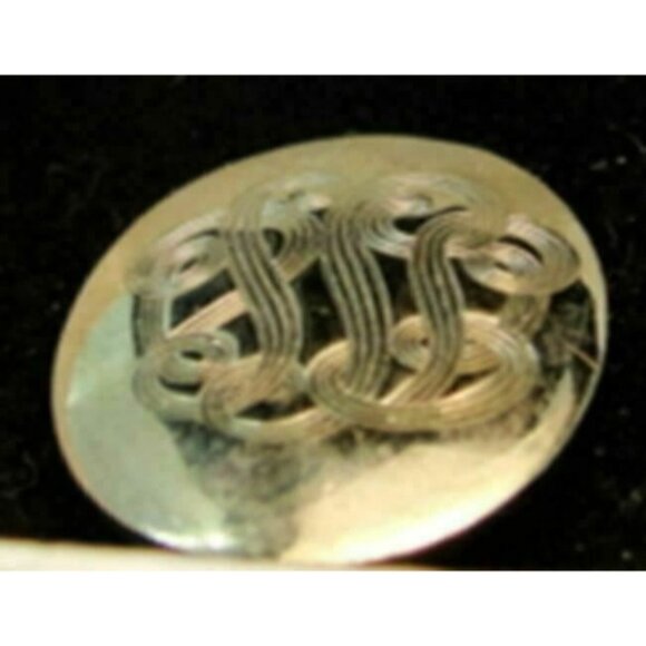 Men Vintage Cufflinks Etched Bullet Style Silver Tone Oval 7/8" x 5/8" - Picture 3 of 5